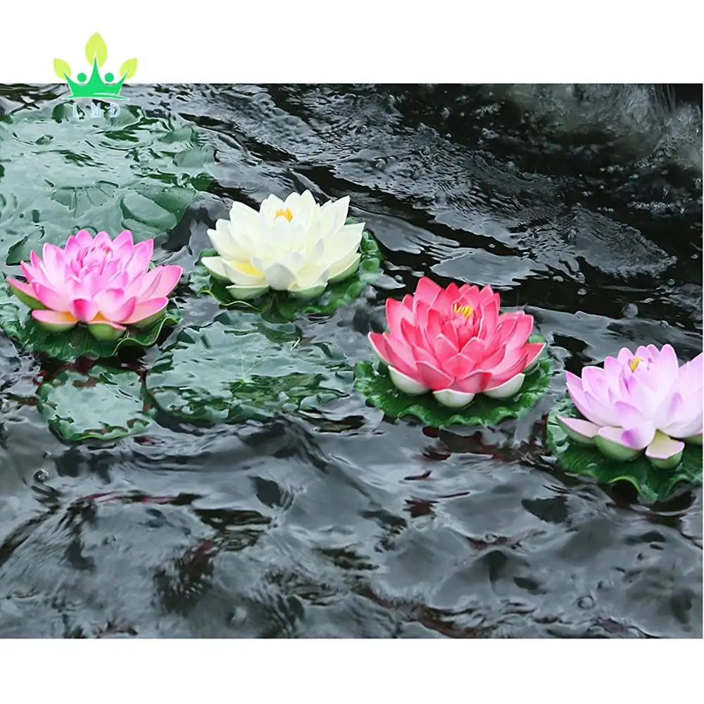 13 stks Vijver Decoratie Waterdicht Lotus Bloem Decoratieve Foam Kunstmatige Plant Drijvende Bloem met Lotus Bladeren Voor Wieden