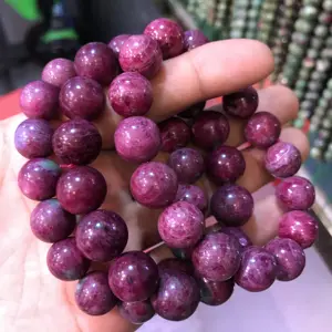 10mm round natural ruby zoisite stretch elastic stone bracelets