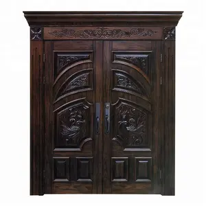 Puerta de madera maciza con diseño elegante, precio al por mayor