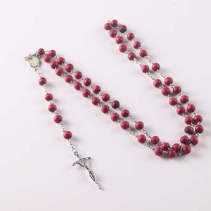 2018 Fashion red perline di legno vergine maria centro profumo profumato rosa <span class=keywords><strong>collana</strong></span> del <span class=keywords><strong>rosario</strong></span> - Product Image 5