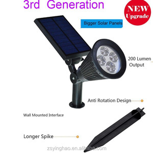 2 Modes <span class=keywords><strong>200</strong></span> <span class=keywords><strong>Lumens</strong></span> <span class=keywords><strong>solaire</strong></span> appliques murales / en - sol lumières, 180 angle réglable 4 LED <span class=keywords><strong>solaire</strong></span> extérieure <span class=keywords><strong>spot</strong></span> Light - Product Image 2