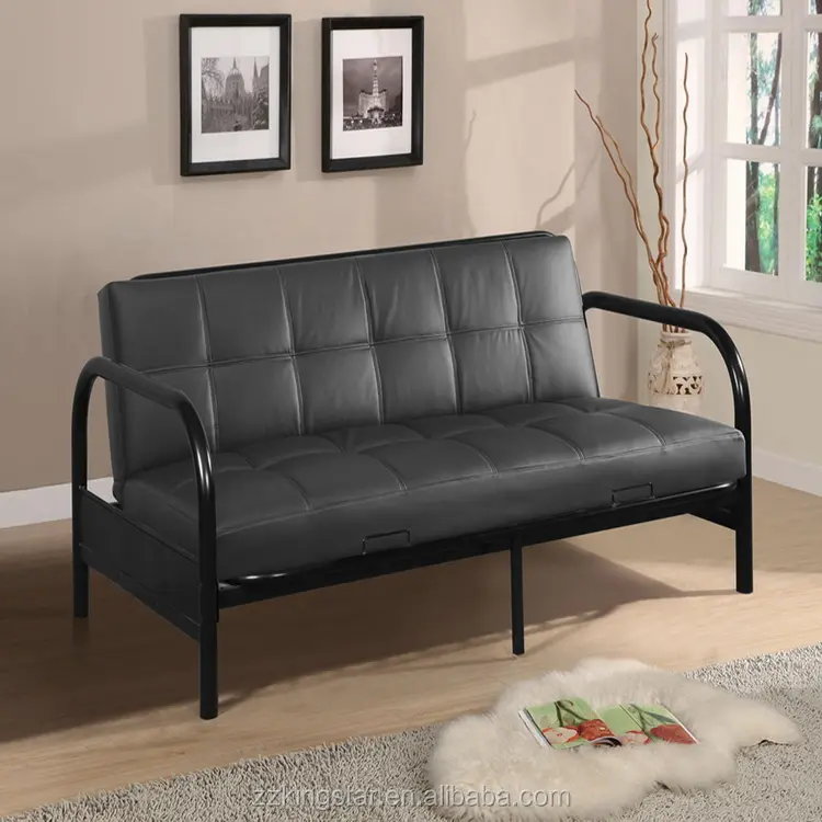Commercio all'ingrosso semplice metallo leggero pieghevole letto singolo metallo futon divano letto