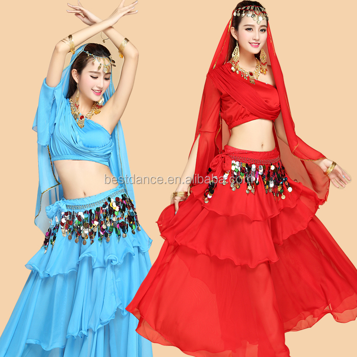 BestDance Nuevo vestido de danza del vientre India Danza Falda Rendimiento Práctica Vestido Conjunto Traje de Festival