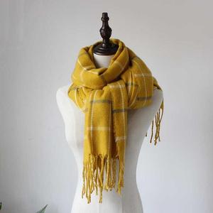 <span class=keywords><strong>Écharpe</strong></span> en cachemire jaune à carreaux avec franges, <span class=keywords><strong>prix</strong></span> de gros ZP - Product Image 4