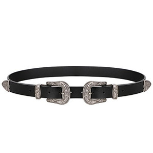 <span class=keywords><strong>Ceinture</strong></span> en cuir Pu <span class=keywords><strong>noir</strong></span> pour pantalons, à Double boucle, Vintage et occidental, pour femmes, pour pantalons, robes à la mode - Product Image 1