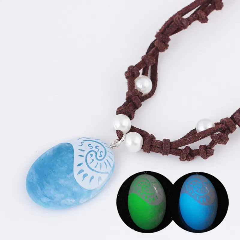 Christmas Gift Moana Blue Colored Nature Stone Handmade Glow In the Dark jewelry Necklace