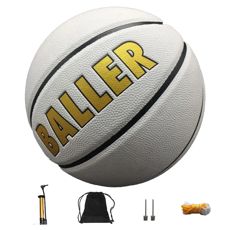 Size 7 Factory Basketball Custom White Leather Basketball With Your Logo Size 7 Ball