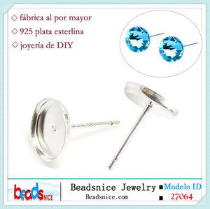 Beadsnice ID 27064 Plata <span class=keywords><strong>de</strong></span> <span class=keywords><strong>ley</strong></span> 925 aretes <span class=keywords><strong>de</strong></span> base del poste haciendo 12mm ronda aretes - Product Image 1