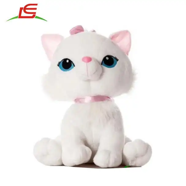 सुंदर सफेद खिलौना गुलाबी धनुष दुपट्टा आलीशान बिल्ली प्यार गुड़िया