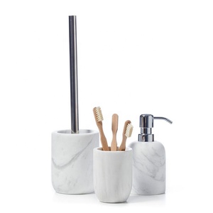 Juego <span class=keywords><strong>de</strong></span> baño <span class=keywords><strong>de</strong></span> mármol blanco natural elegante y moderno, accesorios <span class=keywords><strong>de</strong></span> poliresina, <span class=keywords><strong>dispensador</strong></span> <span class=keywords><strong>de</strong></span> jabón <span class=keywords><strong>de</strong></span> piedra natural para el hogar, hoteles, restaurantes - Product Image 2