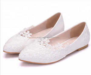 Handmake poit bout robe chaussures plat tissu dentelle Chaussures de mariage - Product Image 1
