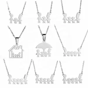 China wholesale silver star family and pet images pendant necklace designs jewelry