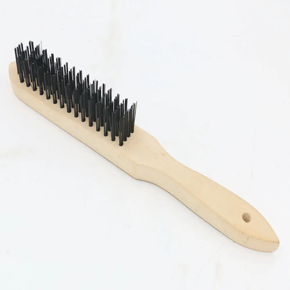 4*16 good quality wooden handle steel wire brush black steel wire