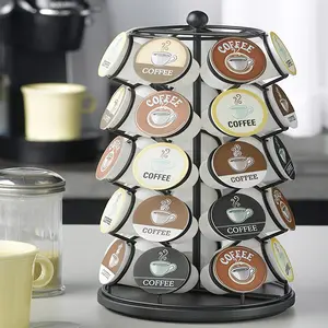 Schwarzes 5-Schicht-K-Cup-Kapsel-Halter rotierendes Kaffee-Pod-Rack für Schlafzimmer-Organisation und Aufbewahrung