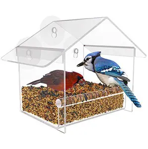 Fenêtre en plastique acrylique transparent pour animaux domestiques, mangeoire pour oiseaux, avec ventouse, mangeoire pour oiseaux, personnalisé, vente en gros