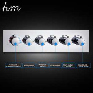 Rubinetti moderni Termostatico Miscelatore <span class=keywords><strong>Doccia</strong></span> Set <span class=keywords><strong>Doccia</strong></span> <span class=keywords><strong>Multifunzione</strong></span> Testa A Soffitto Lucido In Ottone con 5 Modi Valvola - Product Image 6
