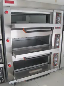 中国厨师商业 3 甲板气体面包店蛋糕烤箱价格合理