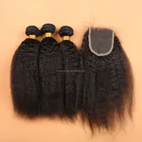 Kinky Straight Hair Weave with Lace Closure