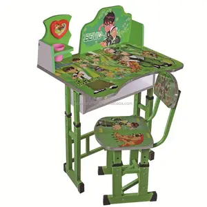 Ben 10 Mesa e cadeira leve para escola, mesa de estudo infantil de plástico, caixa de madeira (1 mesa e 1 cadeira em 1 caixa), conjunto de 750