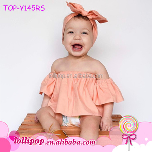 Los niños pantalones vaqueros Tops bebé Niñas Ropa Jersey Falbala hombro Tops aleteo manga camiseta niños ropa de niña - Product Image 4