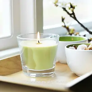 100% colorido natural de cera de soja en frasco de vidrio transparente vela aroma perfumado
