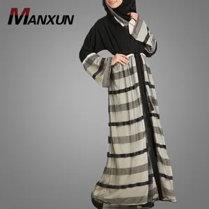 सुंदर लंबी आस्तीन खुली सामने की ओर बढ़ई कपड़े मुस्लिम महिला किमोनो कार्डिगन अबाया