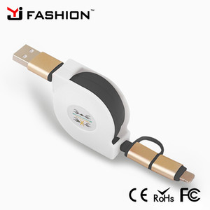Shenzhen Portable rétractable android usb transfert de données câble 2A courant 2 en 1 usb rétractable câble de recharge - Product Image 4