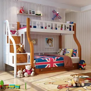Literas de madera maciza para niños, alta calidad, juego de muebles de cama doble para niños