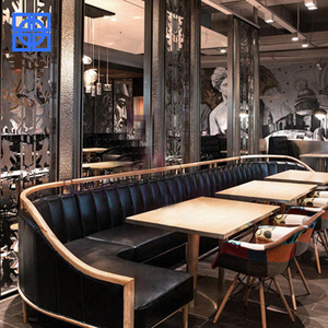 De madera sólida en forma de L restaurante Booth francés de lujo de estilo banquete banco de asientos de comedor - Product Image 1