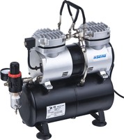 Compresseur d'Aérographe Silencieux Portable 1/4 CV 50 Hz 60 Hz à Double Cylindre Style Puissant avec Réservoir et Double Interrupteur