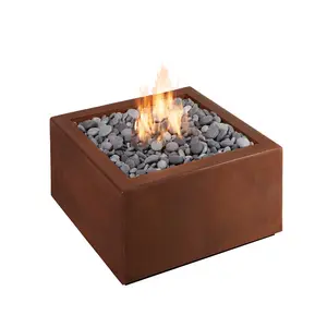 Radiant gas heater corten steel metal fire pit indoor