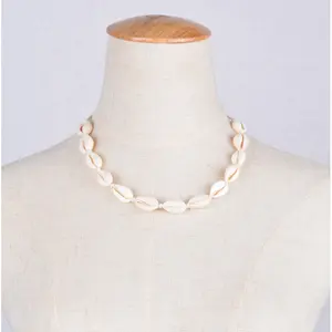 echte weiße Seeschalen-Perlen-Halskette 88,5 cm lang Halsband strandfarben Halskette Schmuck für Damen