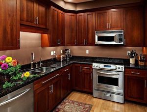 Villa <span class=keywords><strong>armadi</strong></span> da cucina in legno massiccio in vendita a buon mercato in legno di ciliegio cucina mobili - Product Image 5