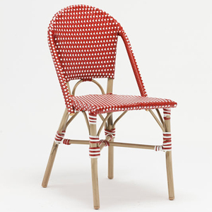 Extérieur En Aluminium Empilable En Plastique <span class=keywords><strong>Noir</strong></span> et Blanc En Osier Chaise de <span class=keywords><strong>Bistrot</strong></span> - Product Image 4