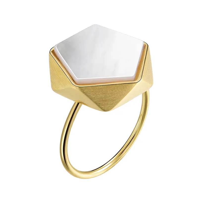 European Style Geometric Angle Silver square ring