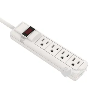 4 Protetor Contra Surtos de saída Power Strip, 1.8 metros de Cabo Longo UL Listados-Branco