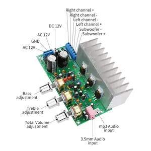 TDA2050 + TDA2030A Penguat Subwoofer, Papan Audio 18W X 2 + 32W 2.1 Saluran Daya Penguat Audio AMP Home Sound Theater