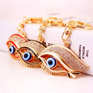 New Fashion 10cm Blue Evil Eyes Gold Keychain Rhinestone Crystal <strong>Key</strong> Chain Hollow Out <strong>Key</strong> <strong>Ring</strong> for Women <strong>Men</strong> Jewelry - Product Image 1