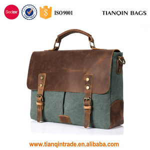 Borsa a Tracolla da Uomo Vintage in Tela per Laptop, Adatta per Portatili fino a 13,3 Pollici (Verde Corallo) - Product Image 2