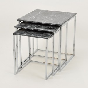 Ensemble de table carré en verre et en métal 2 pièces - Product Image 2