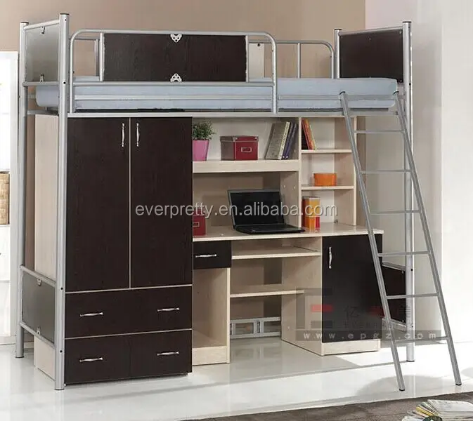 Lits superposés de dortoir pour étudiants, haute qualité, avec table d'armoire