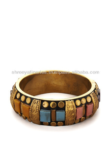 Elegant Vintage Style Fashion Bracelet Beautiful Brass and Bone <b>Bangle</b> Vintage Beautiful Brass and Bone <b>Bangle</b> Bracelet - Product Image 3