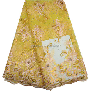 Commercio all'ingrosso di alta qualità indiano Nigeria <span class=keywords><strong>Tulle</strong></span> netto tessuto di pizzo <span class=keywords><strong>ricamato</strong></span> paillettes tessuto di pizzo <span class=keywords><strong>per</strong></span> 986 del vestito da festa - Product Image 3