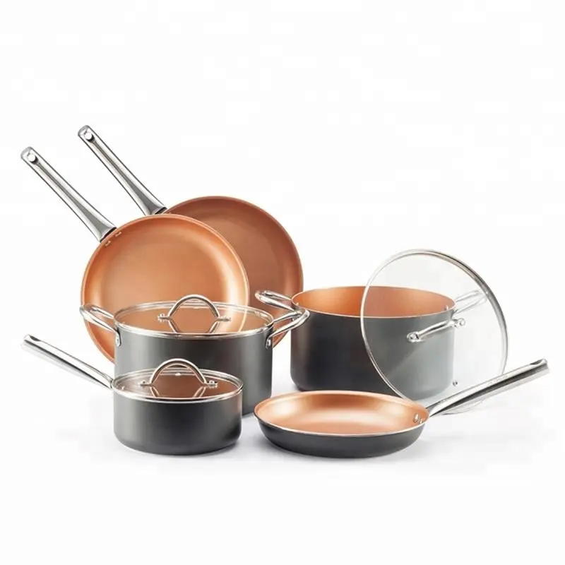 Rvs Handvat Keramische Koper Cookware Set Potten En Pannen Voor Verkoop