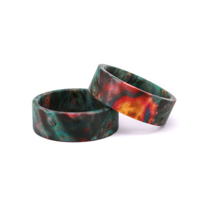 Bague d'anniversaire de mariage en bois Staypak, couleur personnalisable disponible : vert et rouge <span class=keywords><strong>feu</strong></span>, bague en bois uni - Product Image 1