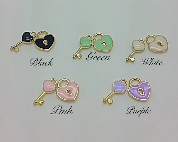 2017 Best selling products gold plated colorful enamel 10 mm x 10 mm lock charm