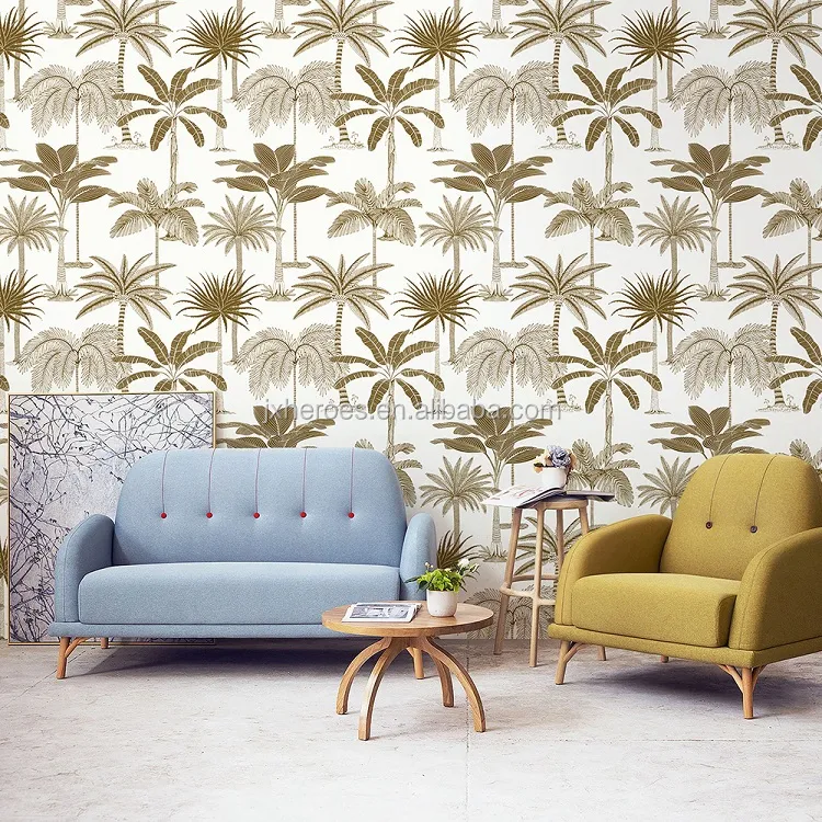 Southeast Asian Style Palm Tree and Coconut Tree Pattern Home Decorative Wallpaper