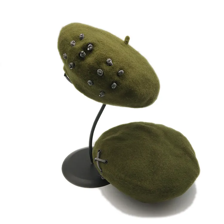 Wholesale Russian Fashion French Green Beret Unisex Boina Cap Hat Men Women Wool Beret Hat