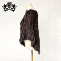 Triangle châle dames hiver lapin fourrure Poncho tricoté lapin fourrure châles Poncho