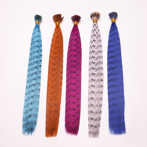 Strisce colorate Legato Dei Capelli Delle Donne di Estensione Lungo Rettilineo Sintetica Dei Capelli per capelli di Origine Animale - Product Image 3